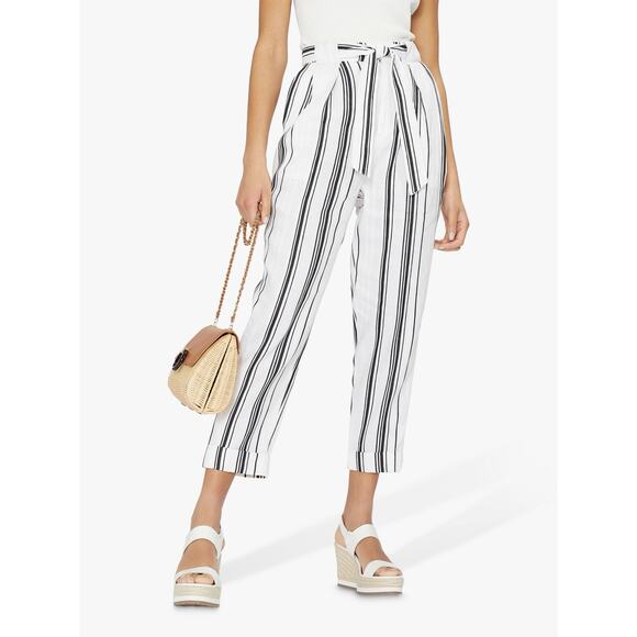 Ted Baker London Asherr White Striped Tapered Trouser Pants Size 4 - Picture 1 of 12